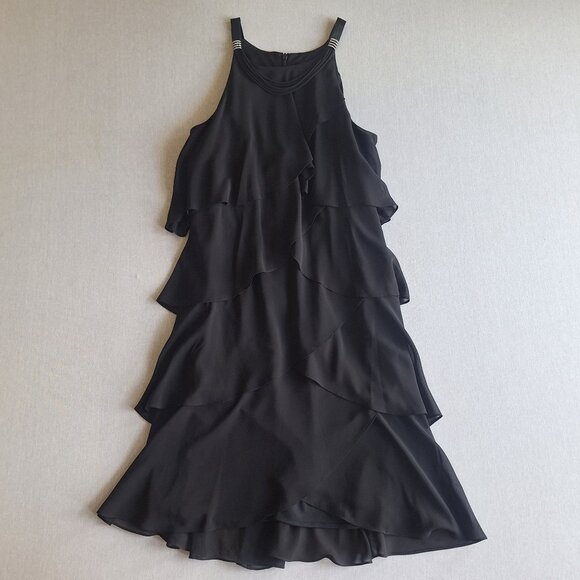💙 SL Fashion Tiered Midi Lined Dress Size 12 Formal Preppy Festive Retro Style - Picture 8 of 8